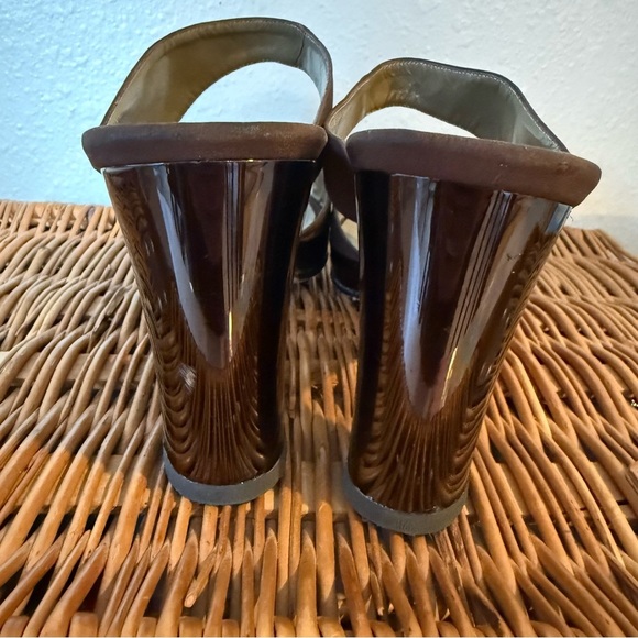 Yves Saint Laurent Heels Size 8.5 Brown Platform Slides Sandals PROJECT FLAWS - Picture 4 of 8
